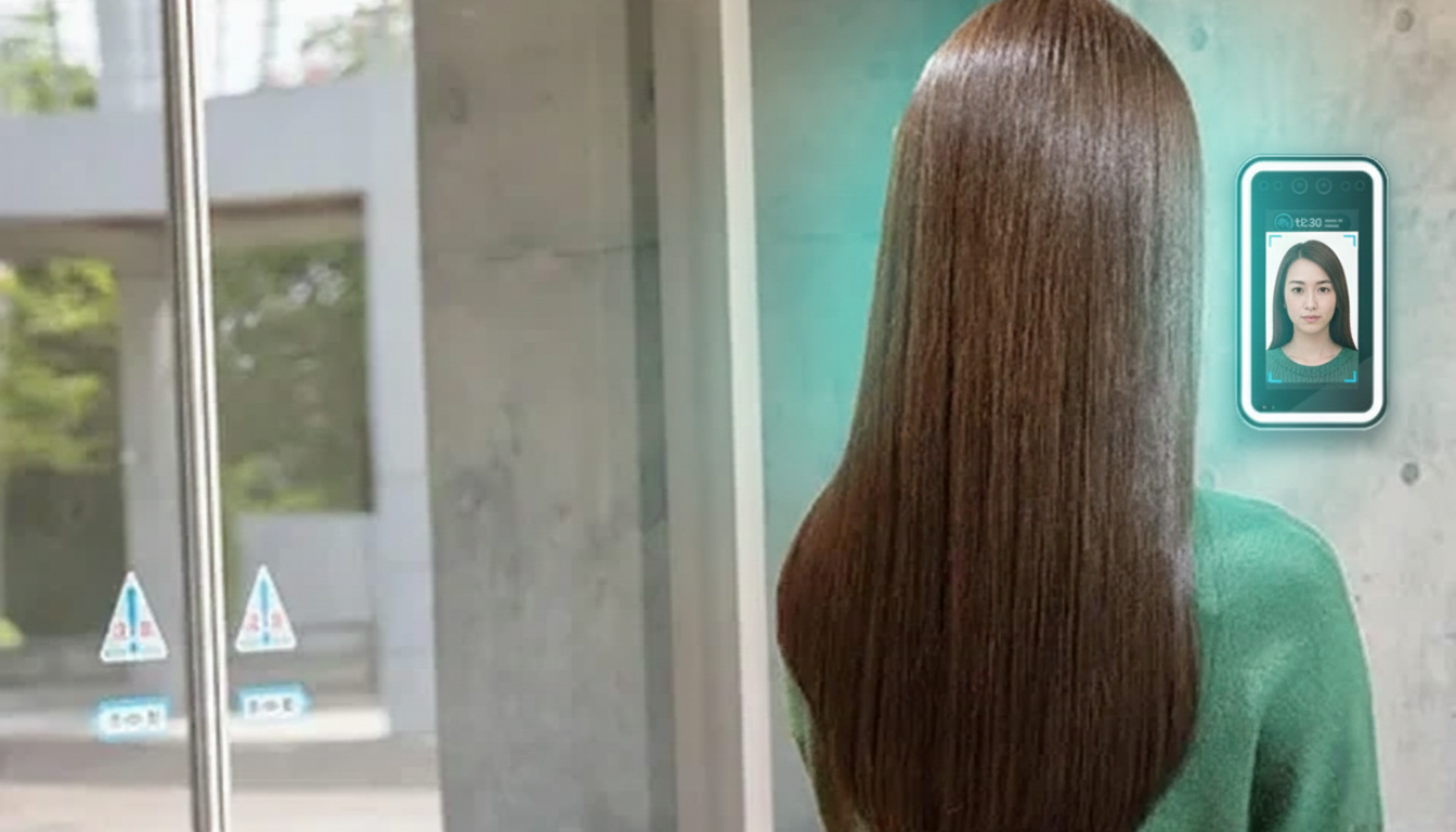 顔認証している社員イメージ